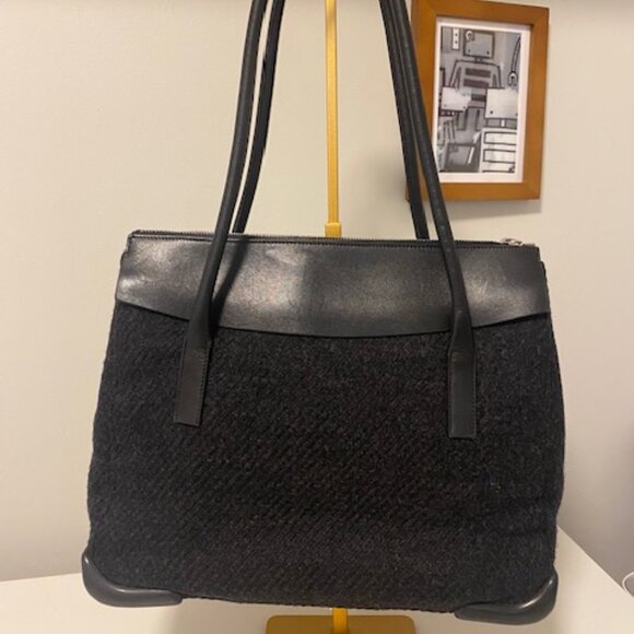 Authentic Black Shetland/Leather Prada Shoulder Bag - Picture 1 of 15